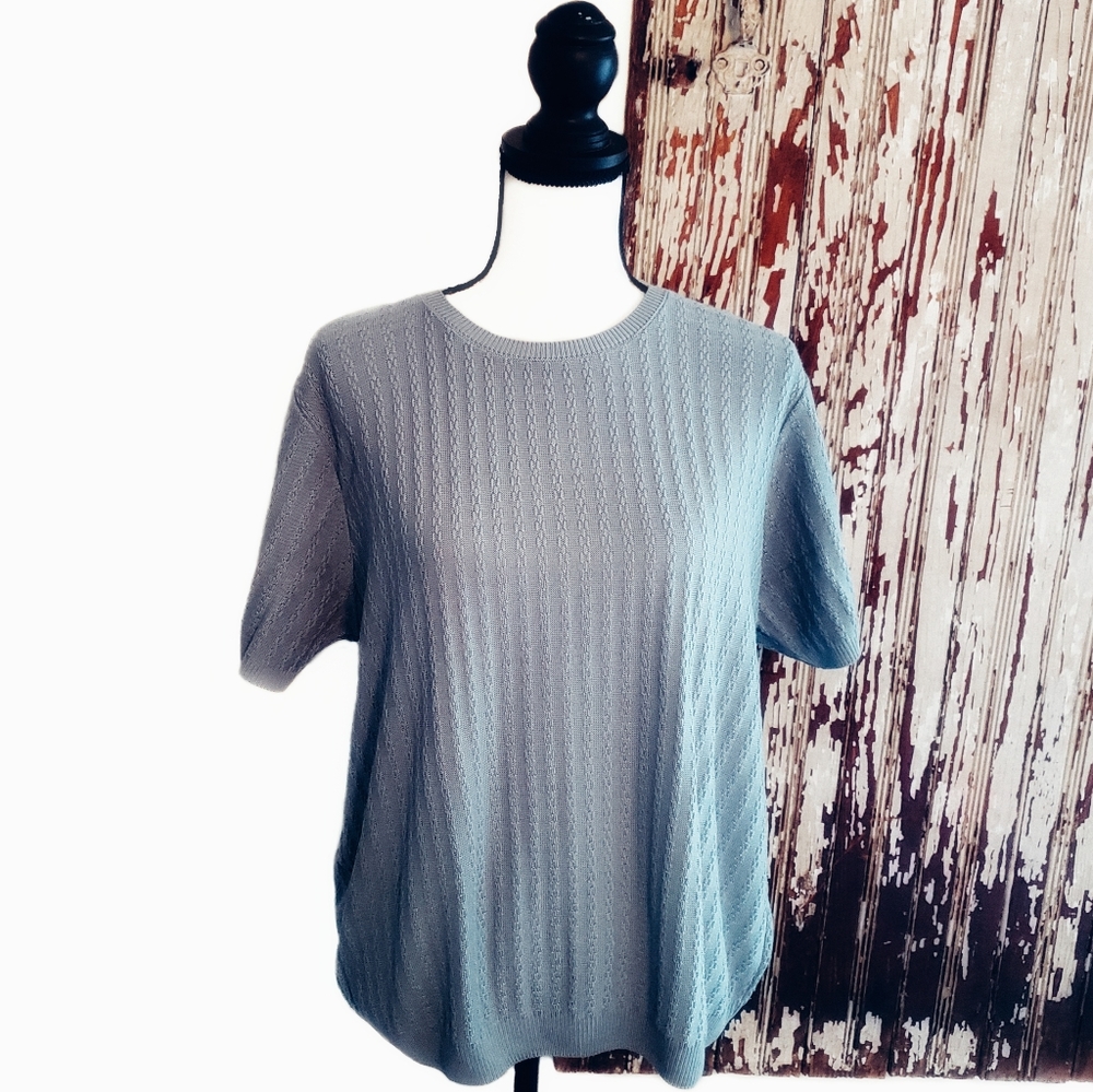 Alfred Dunner Ribbed Knit Sweater Green Size L